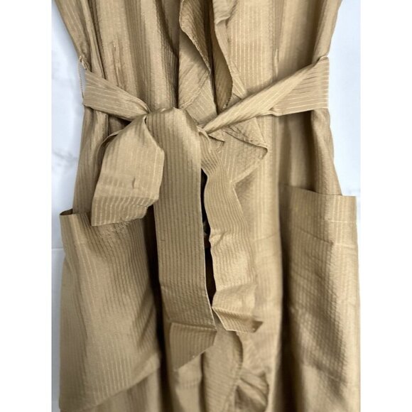 Banana Republic 100% Silk Dress Knee Length Button-Up Tan Sz 0 Neutral C… - Picture 3 of 11